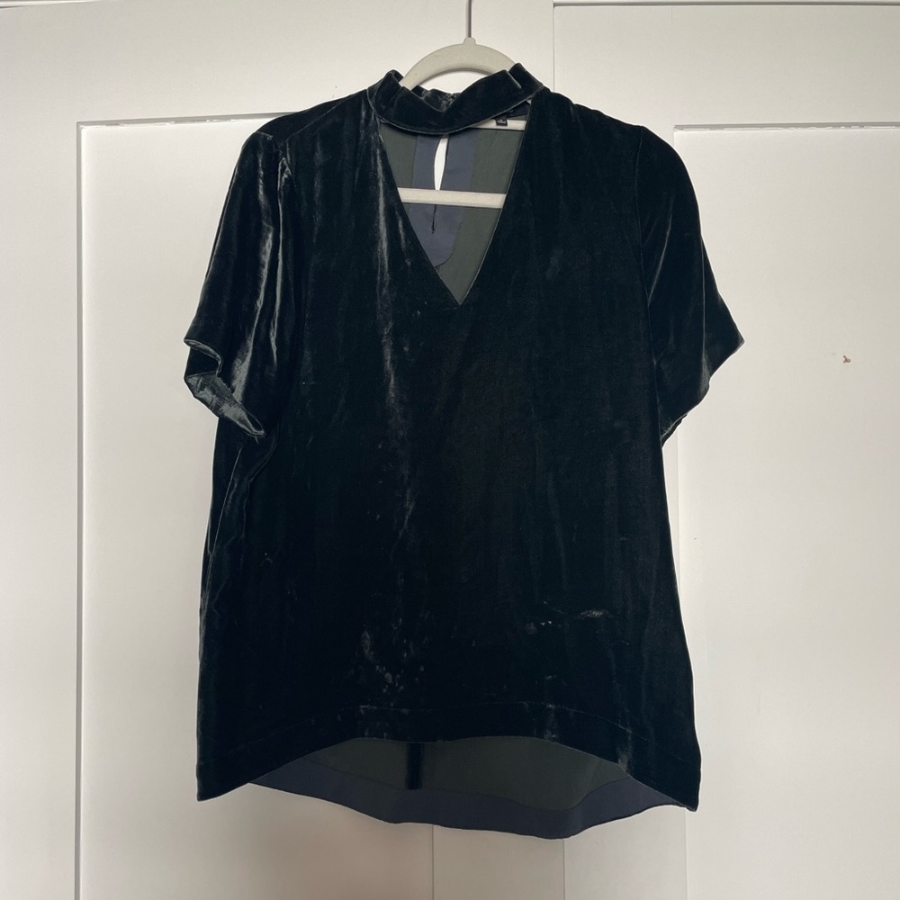 Madewell Dark Green Velvet Blouse